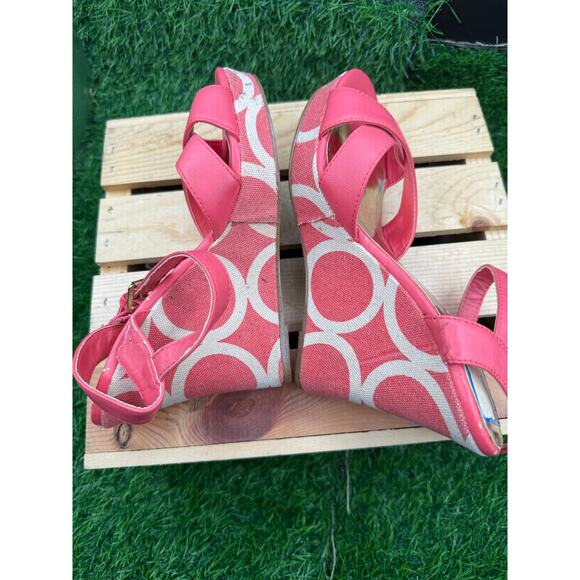Charles David-Wedge Heels-Pink/White-Size 6.5W - Picture 7 of 10